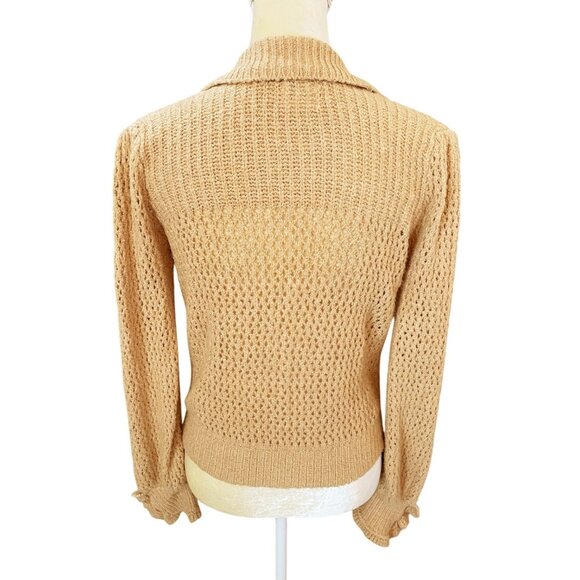We The Free X Free People Snowdrift Sweater XS Pullover Brown Boucle 1/2 Button - Picture 5 of 11